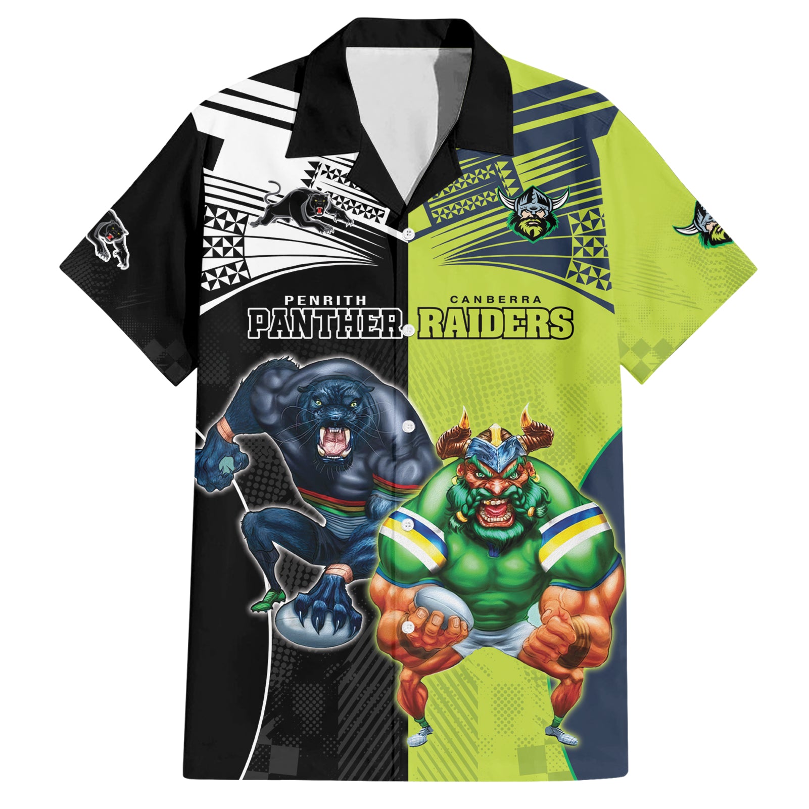 Custom Raiders and Panthers Hawaiian Shirt Together Sporty Style - Vibe Hoodie Shop