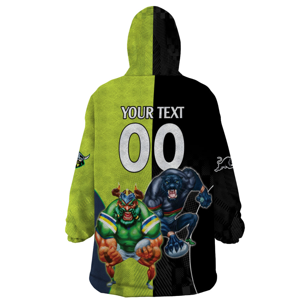 Custom Raiders and Panthers Wearable Blanket Hoodie Together Sporty Style - Vibe Hoodie Shop