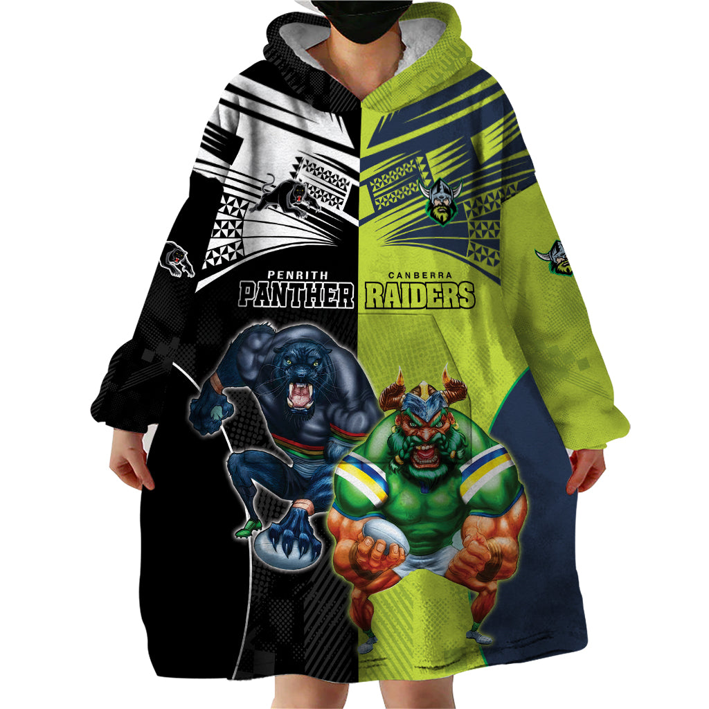 Custom Raiders and Panthers Wearable Blanket Hoodie Together Sporty Style - Vibe Hoodie Shop