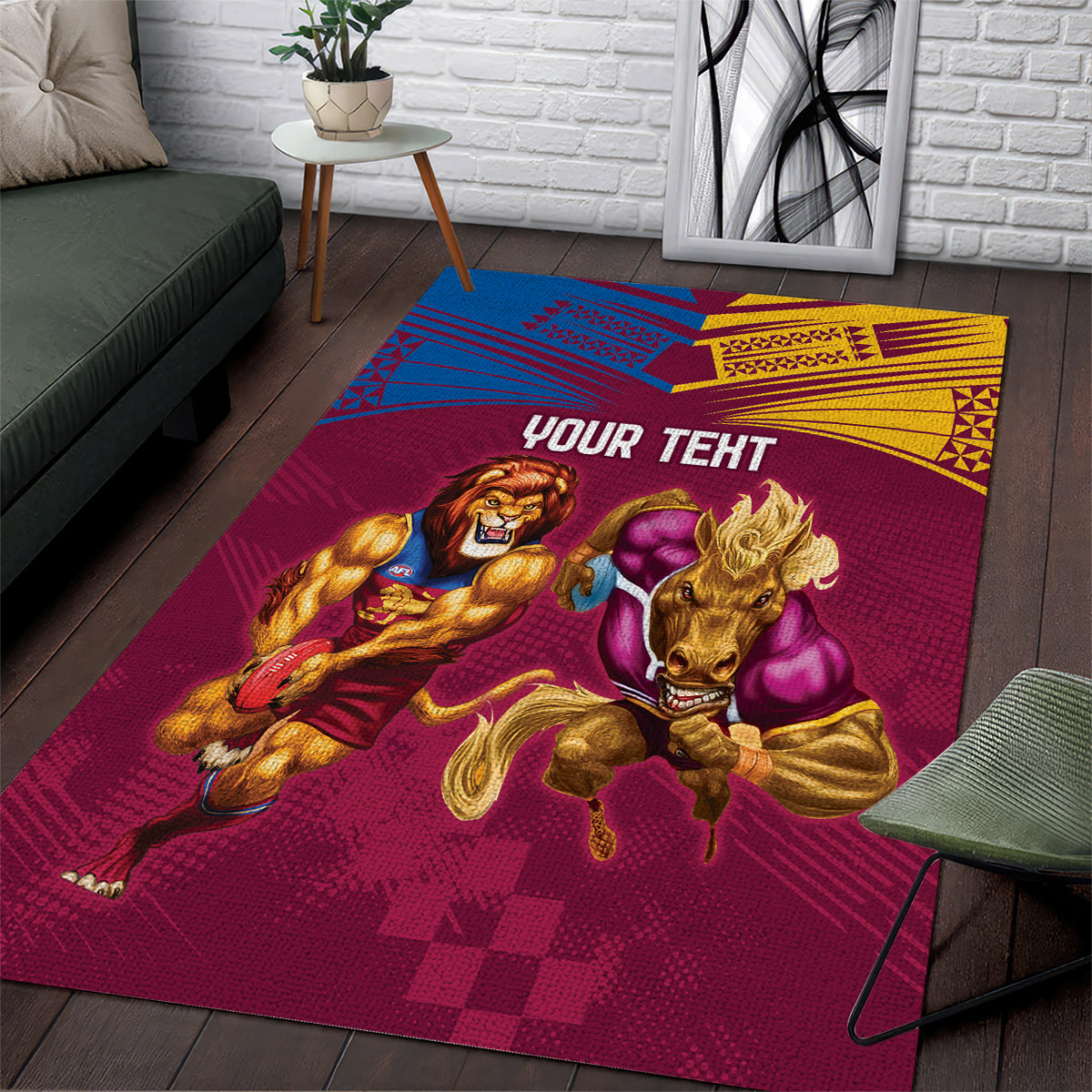 Custom Brisbane Broncos and Lions Area Rug Together Sporty Style - Vibe Hoodie Shop