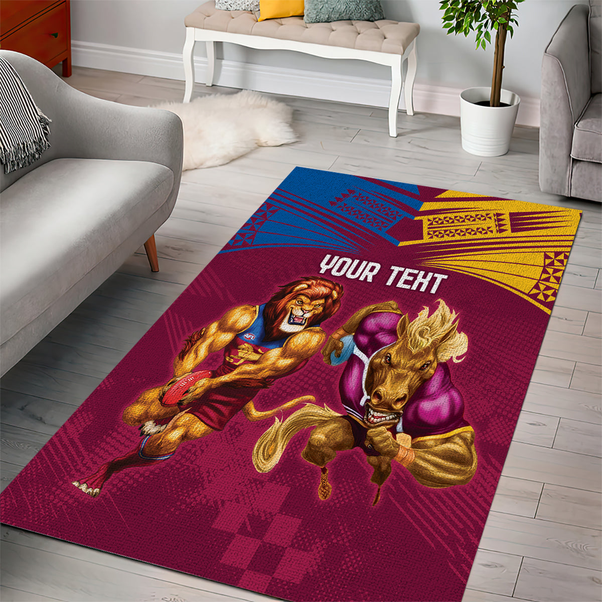 Custom Brisbane Broncos and Lions Area Rug Together Sporty Style - Vibe Hoodie Shop