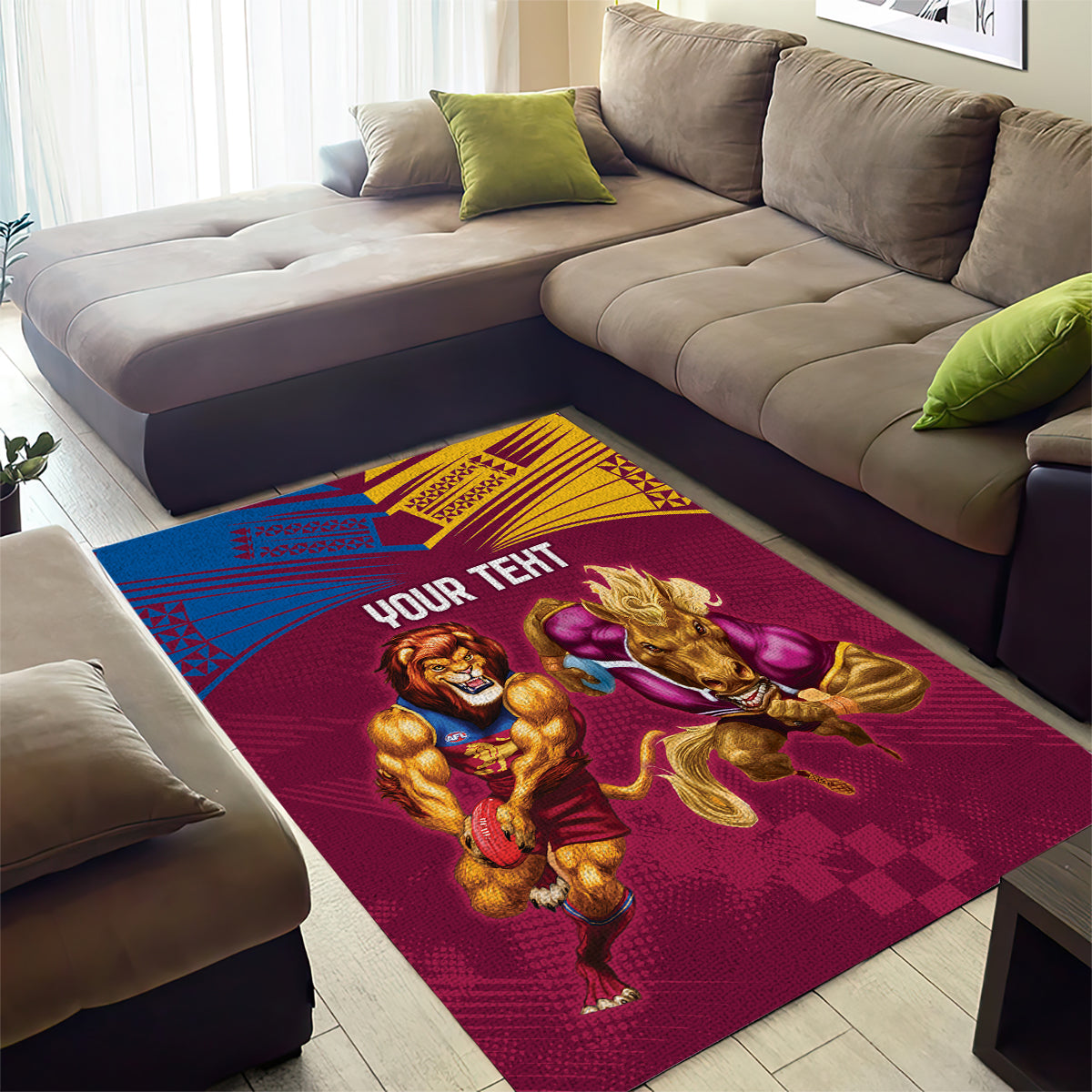 Custom Brisbane Broncos and Lions Area Rug Together Sporty Style - Vibe Hoodie Shop