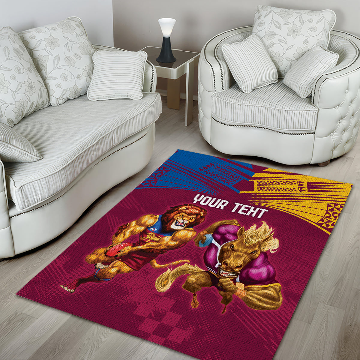 Custom Brisbane Broncos and Lions Area Rug Together Sporty Style - Vibe Hoodie Shop