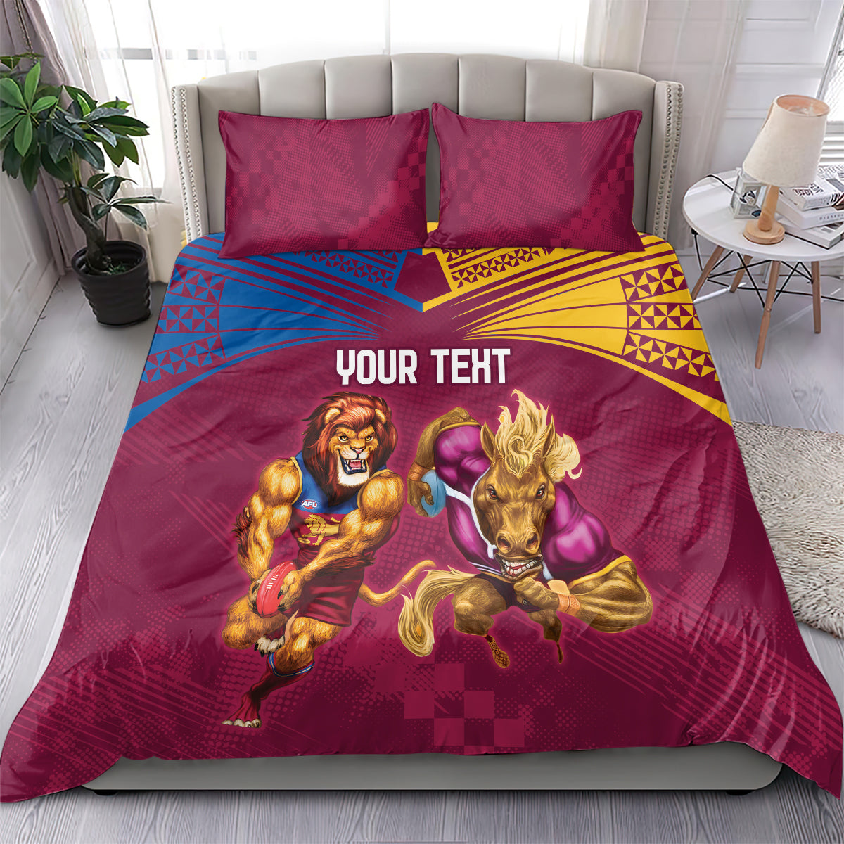 Custom Brisbane Broncos and Lions Bedding Set Together Sporty Style - Vibe Hoodie Shop