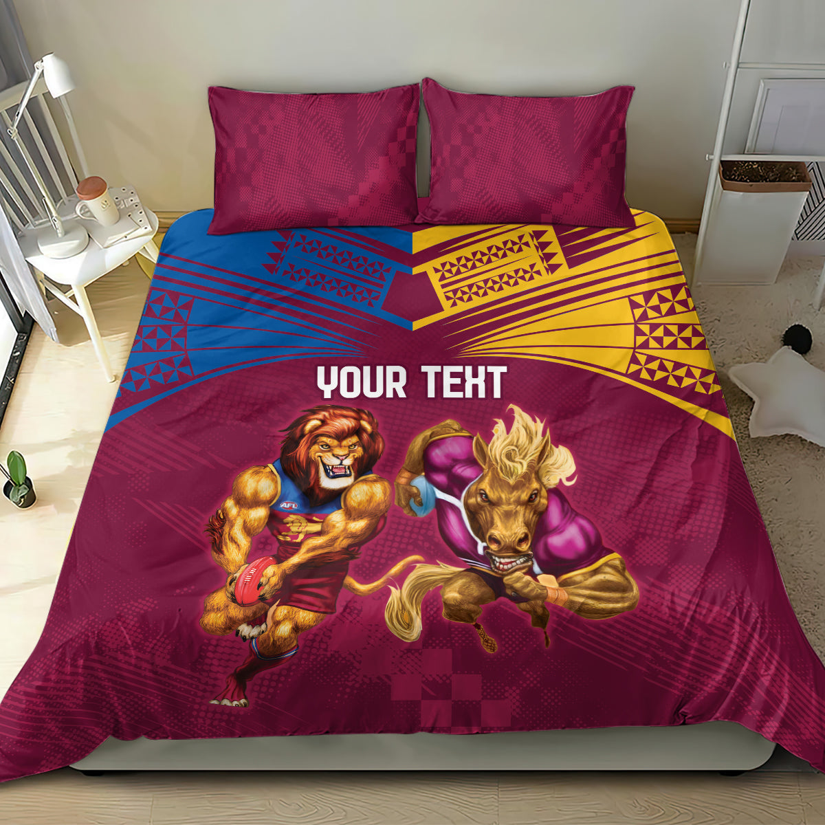 Custom Brisbane Broncos and Lions Bedding Set Together Sporty Style - Vibe Hoodie Shop