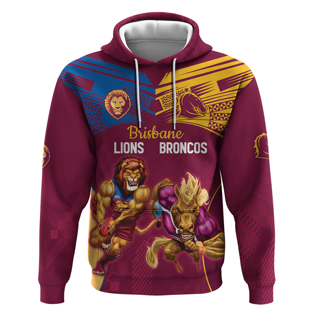 Custom Brisbane Broncos and Lions Hoodie Together Sporty Style LT9 - Vibe Hoodie Shop