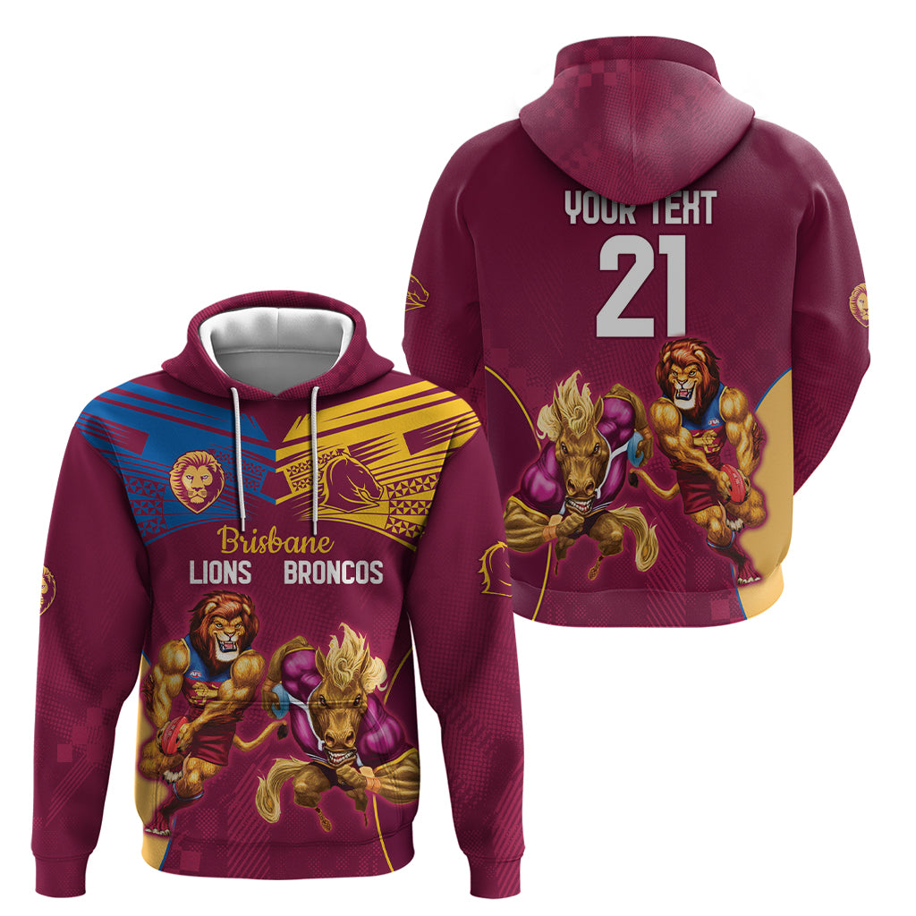 Custom Brisbane Broncos and Lions Hoodie Together Sporty Style LT9 - Vibe Hoodie Shop