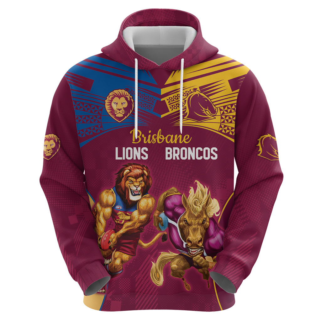 Custom Brisbane Broncos and Lions Hoodie Together Sporty Style LT9 - Vibe Hoodie Shop