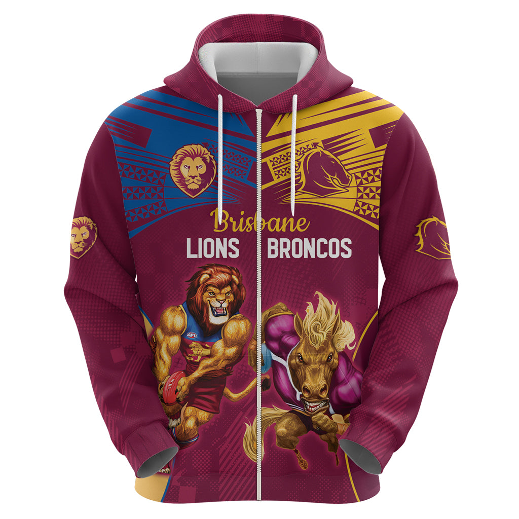 Custom Brisbane Broncos and Lions Hoodie Together Sporty Style LT9 - Vibe Hoodie Shop