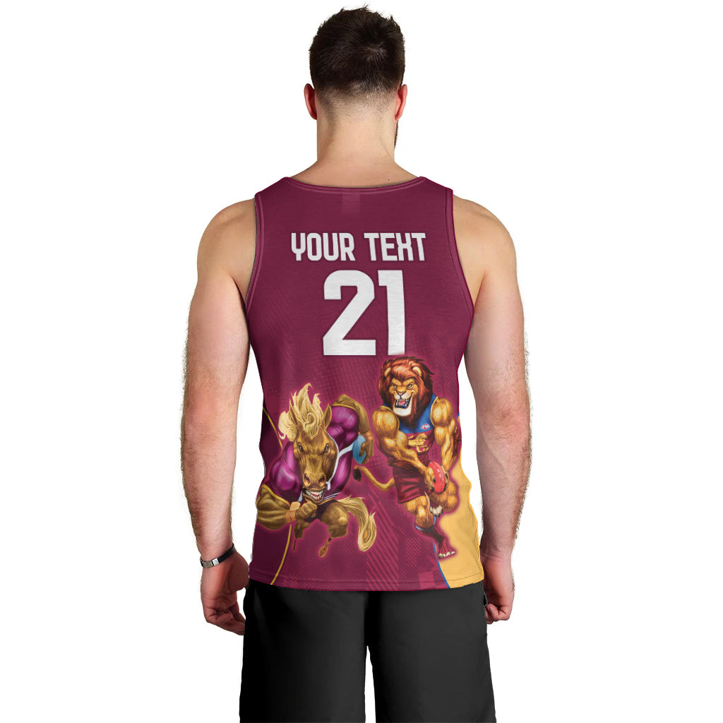 Custom Brisbane Broncos and Lions Men Tank Top Together Sporty Style - Vibe Hoodie Shop