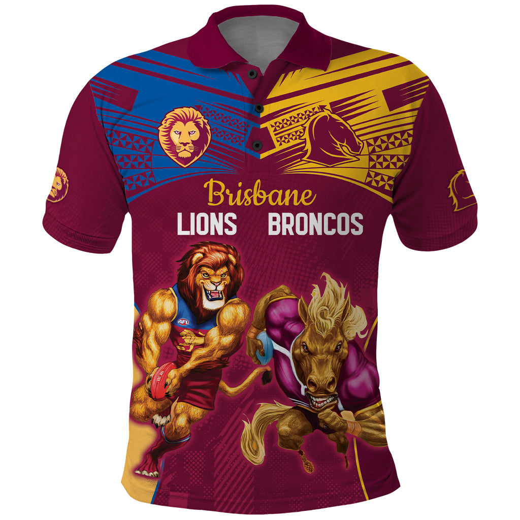 Custom Brisbane Broncos and Lions Polo Shirt Together Sporty Style LT9 - Vibe Hoodie Shop