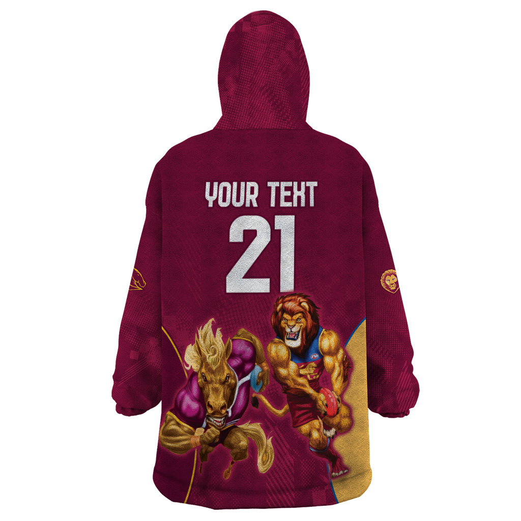 Custom Brisbane Broncos and Lions Wearable Blanket Hoodie Together Sporty Style - Vibe Hoodie Shop