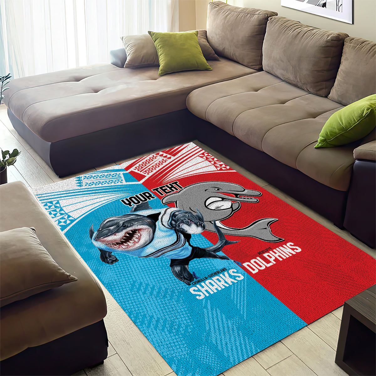 Custom Dolphins and Shark Area Rug Together Sporty Style - Vibe Hoodie Shop