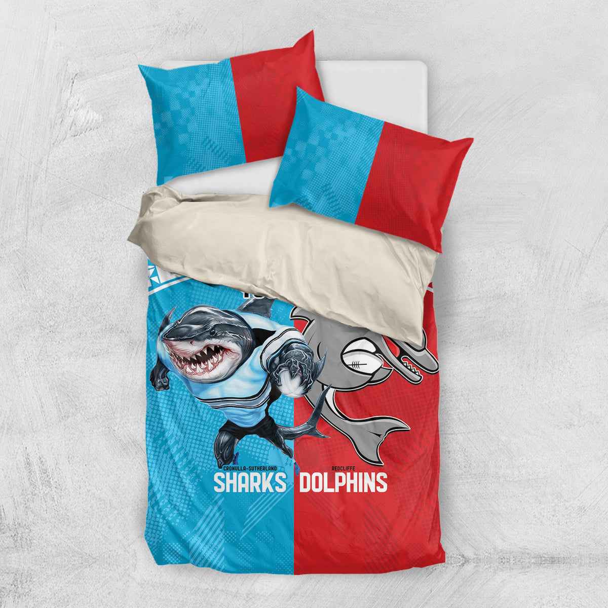 Custom Dolphins and Shark Bedding Set Together Sporty Style - Vibe Hoodie Shop