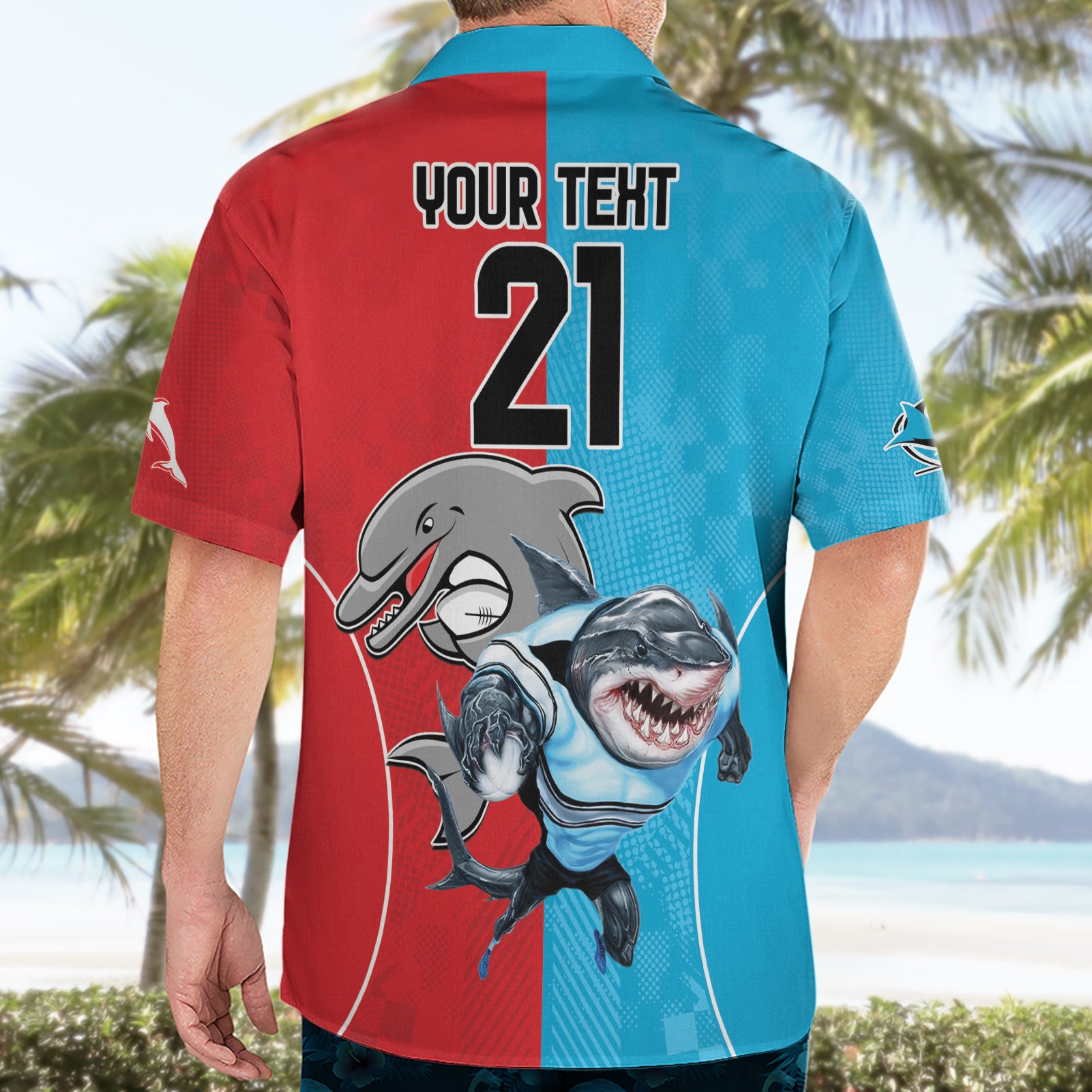 Custom Dolphins and Shark Hawaiian Shirt Together Sporty Style - Vibe Hoodie Shop