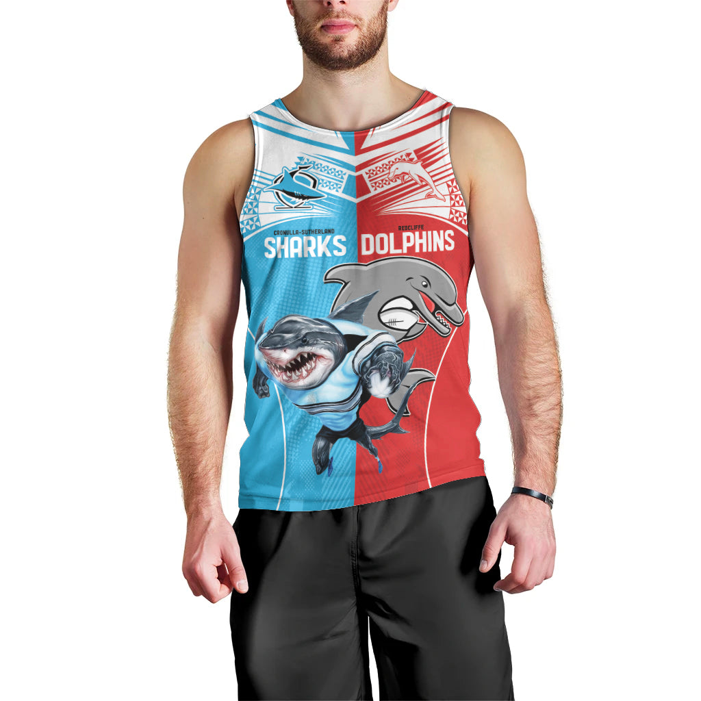 Custom Dolphins and Shark Men Tank Top Together Sporty Style - Vibe Hoodie Shop