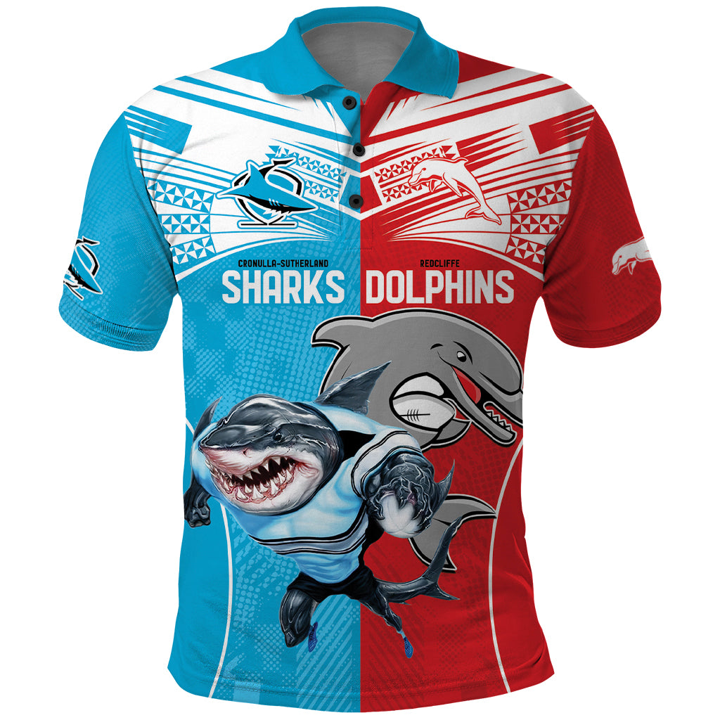 Custom Dolphins and Shark Polo Shirt Together Sporty Style LT9 - Vibe Hoodie Shop