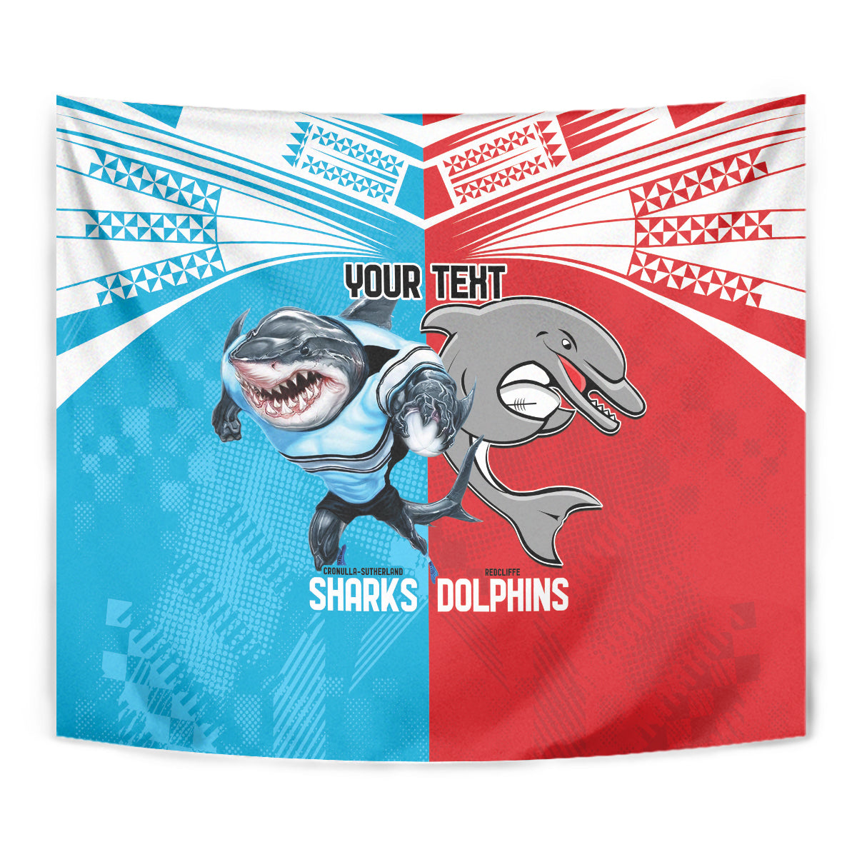 Custom Dolphins and Shark Tapestry Together Sporty Style - Vibe Hoodie Shop