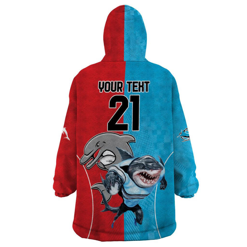 Custom Dolphins and Shark Wearable Blanket Hoodie Together Sporty Style - Vibe Hoodie Shop