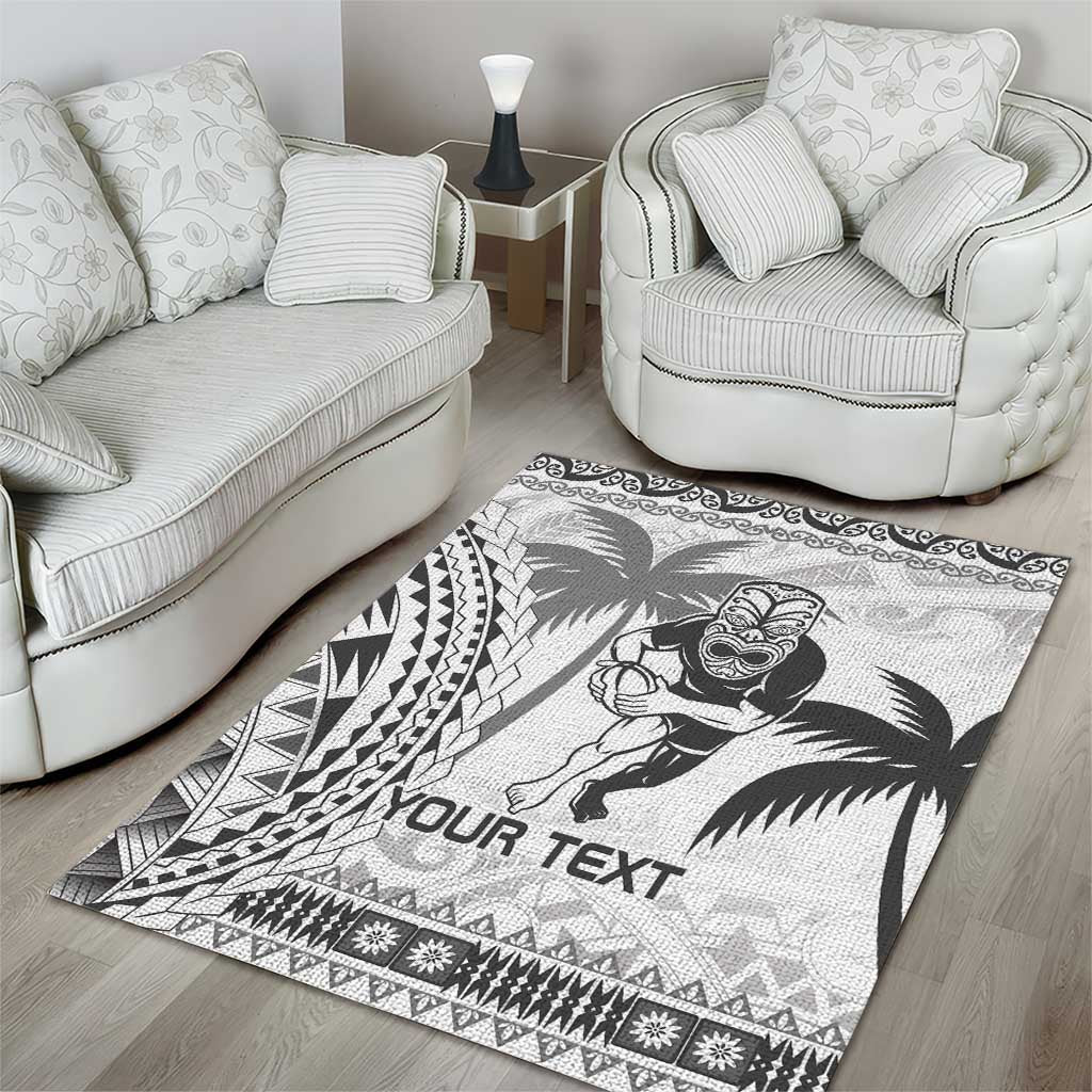 Custom Fiji Black Fern Area Rug Maori Warroir with Fijian Masi Pattern - Vibe Hoodie Shop