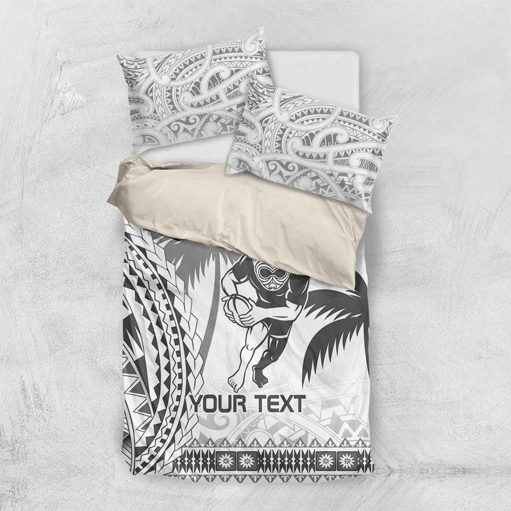 Custom Fiji Black Fern Bedding Set Maori Warroir with Fijian Masi Pattern - Vibe Hoodie Shop