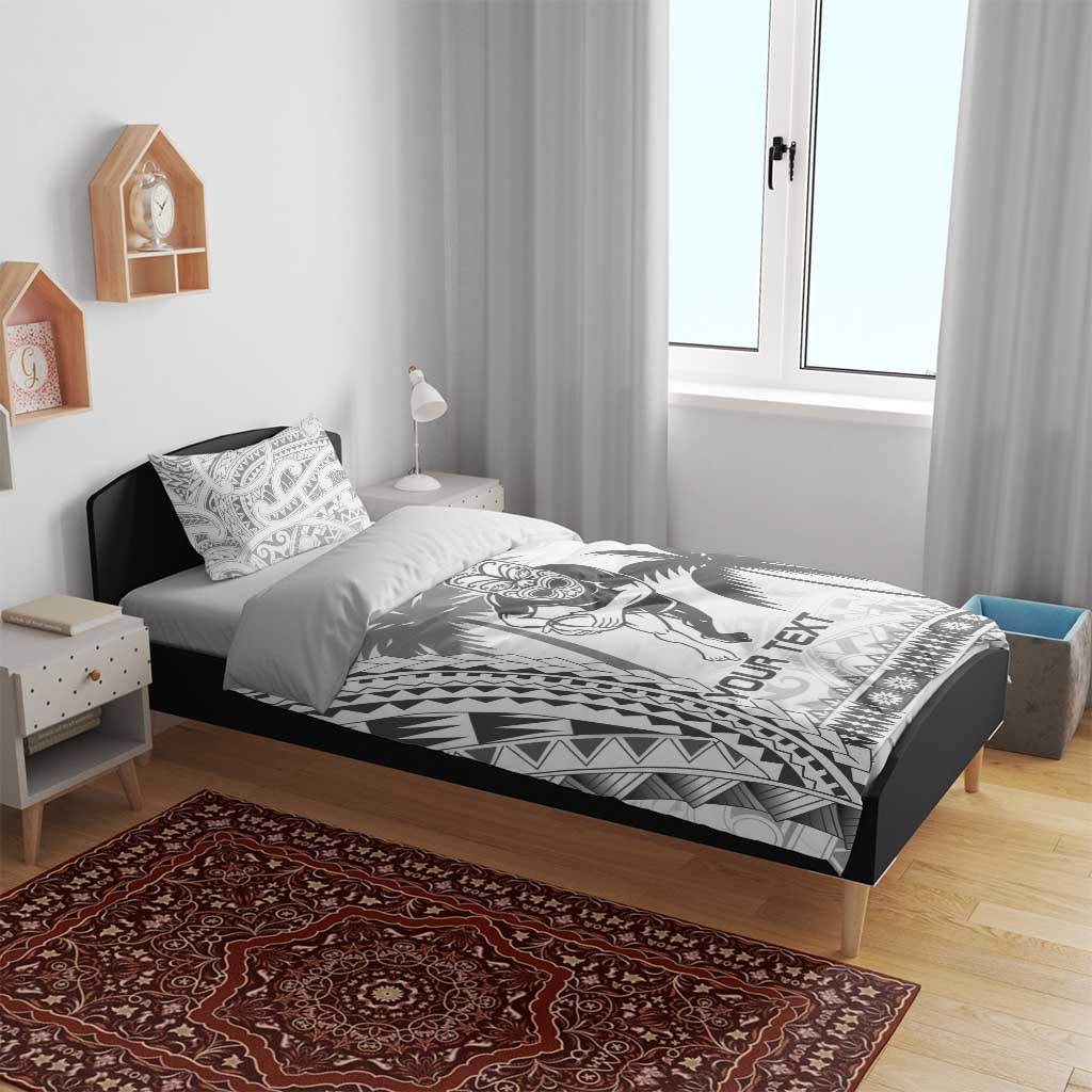 Custom Fiji Black Fern Bedding Set Maori Warroir with Fijian Masi Pattern - Vibe Hoodie Shop