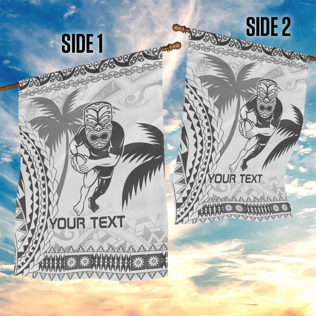 Custom Fiji Black Fern Garden Flag Maori Warroir with Fijian Masi Pattern - Vibe Hoodie Shop