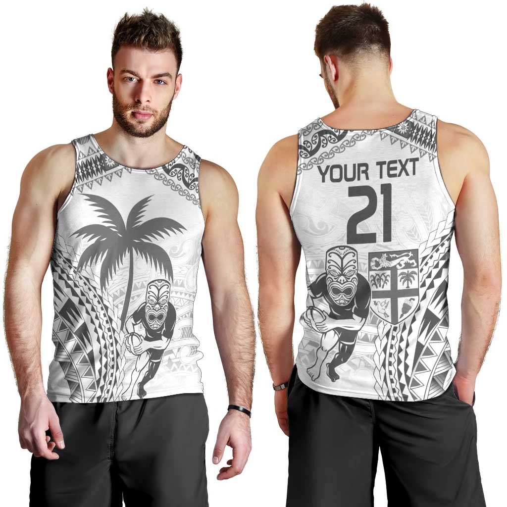 Custom Fiji Black Fern Men Tank Top Maori Warroir with Fijian Masi Pattern - Vibe Hoodie Shop