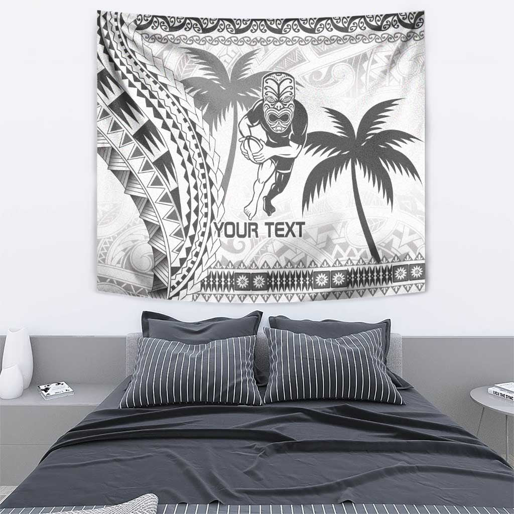 Custom Fiji Black Fern Tapestry Maori Warroir with Fijian Masi Pattern - Vibe Hoodie Shop