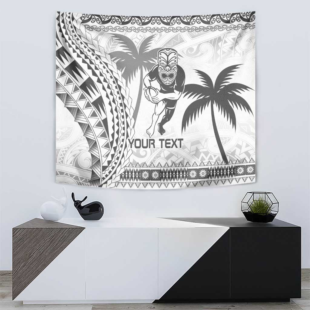 Custom Fiji Black Fern Tapestry Maori Warroir with Fijian Masi Pattern - Vibe Hoodie Shop