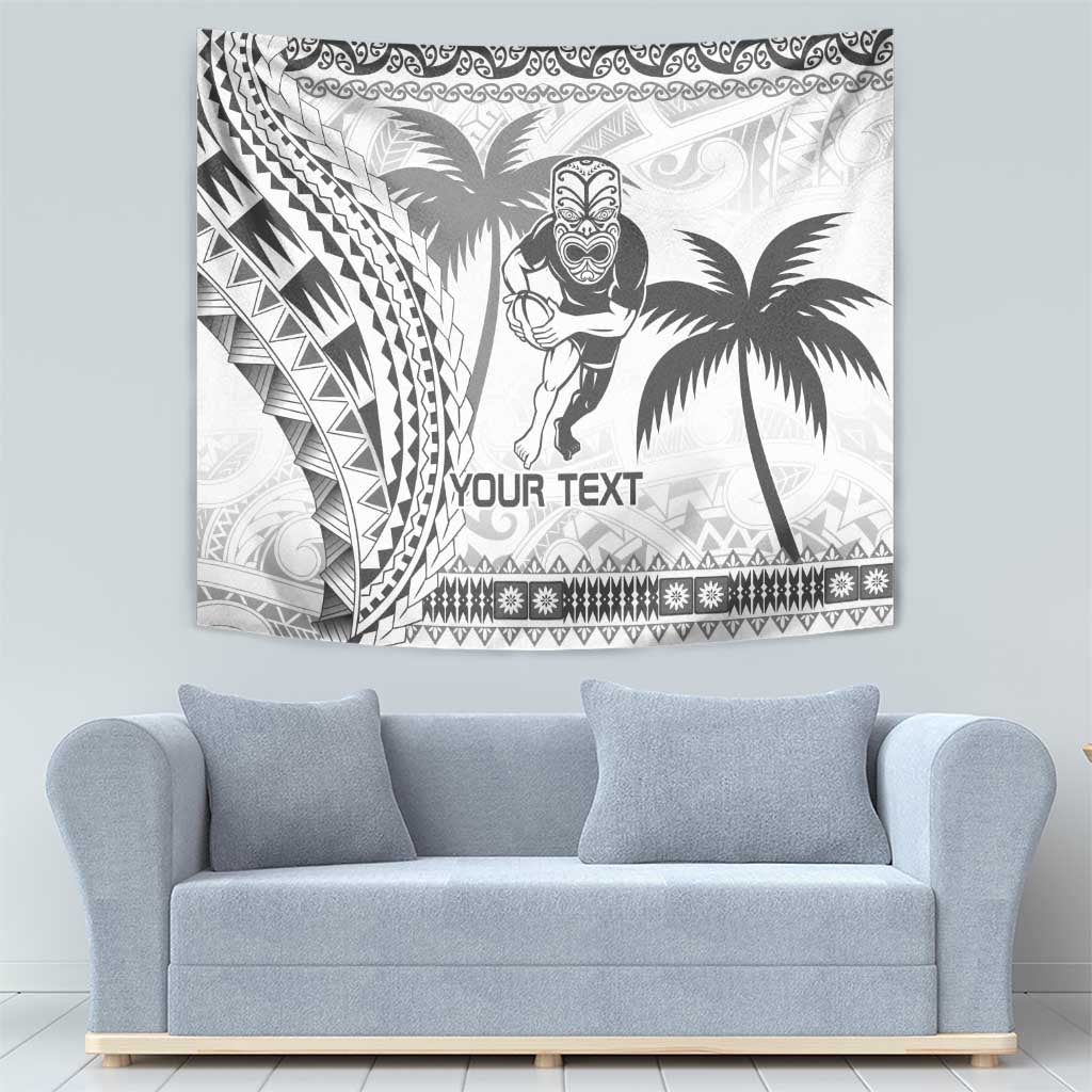 Custom Fiji Black Fern Tapestry Maori Warroir with Fijian Masi Pattern - Vibe Hoodie Shop