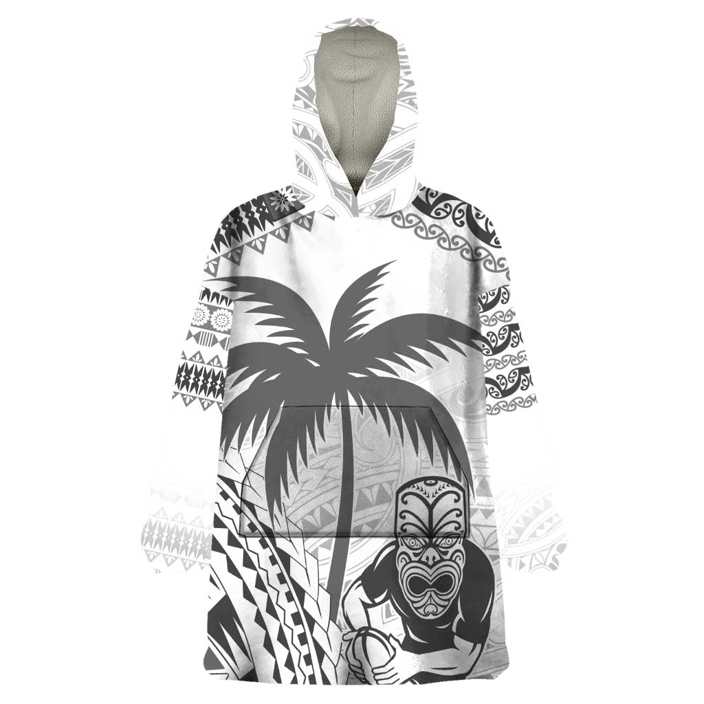 Custom Fiji Black Fern Wearable Blanket Hoodie Maori Warroir with Fijian Masi Pattern - Vibe Hoodie Shop