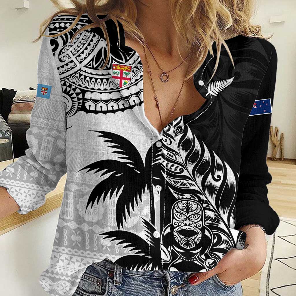 Custom Fiji New Zealand Women Casual Shirt Maori mix Tapa Pattern Version - Vibe Hoodie Shop
