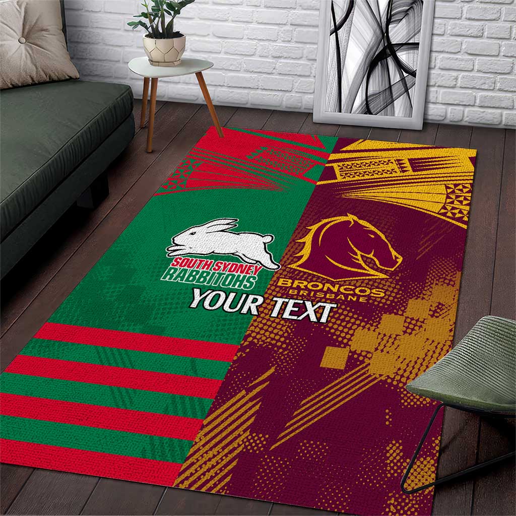 Custom NRL Rabbitohs and Broncos Area Rug Sporty Style - Vibe Hoodie Shop