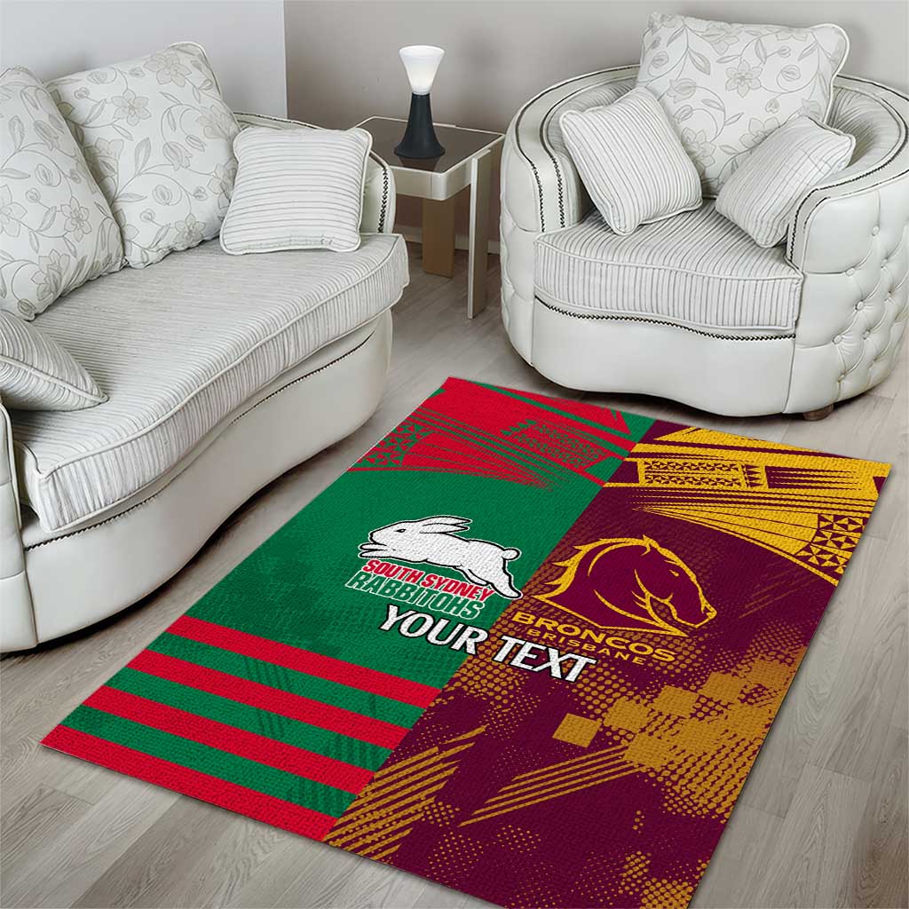 Custom NRL Rabbitohs and Broncos Area Rug Sporty Style - Vibe Hoodie Shop