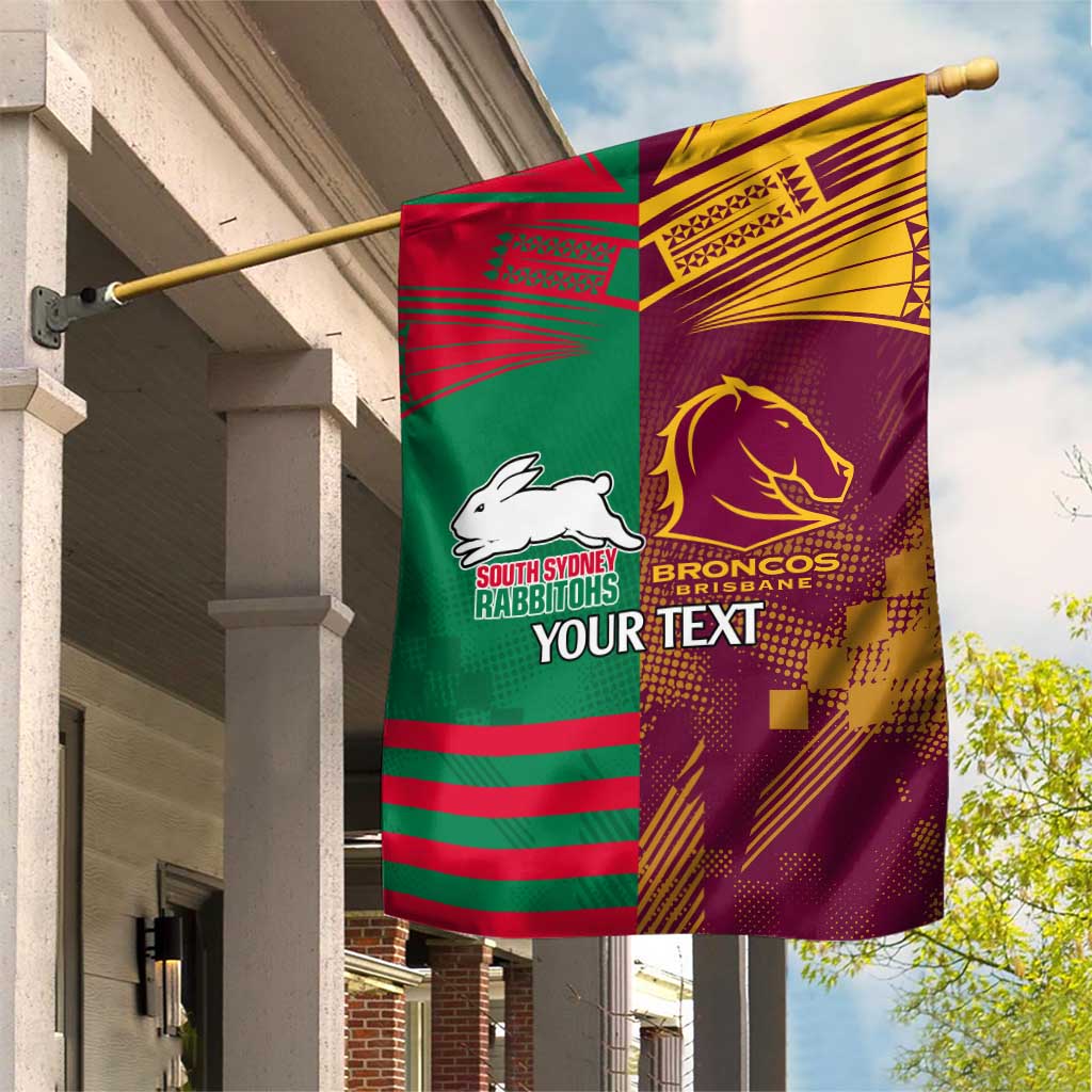 Custom NRL Rabbitohs and Broncos Garden Flag Sporty Style - Vibe Hoodie Shop