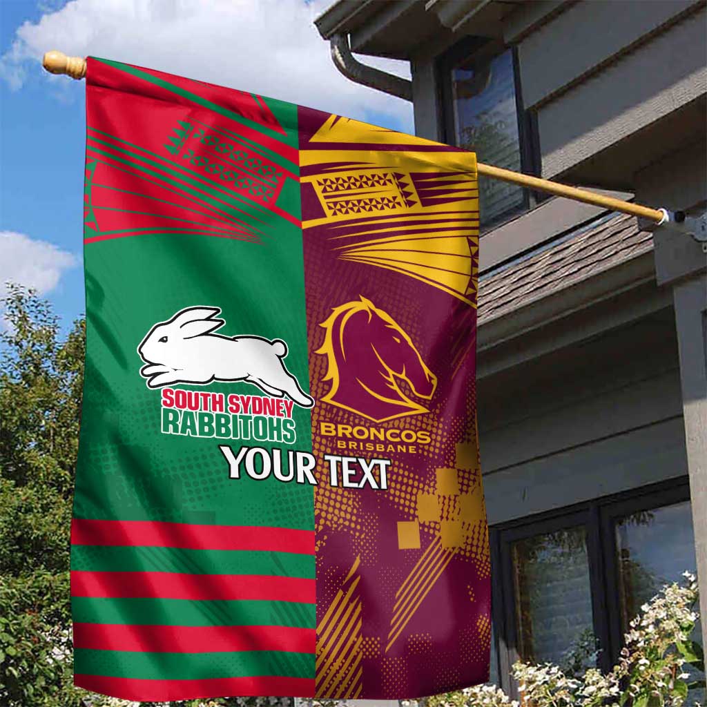 Custom NRL Rabbitohs and Broncos Garden Flag Sporty Style - Vibe Hoodie Shop