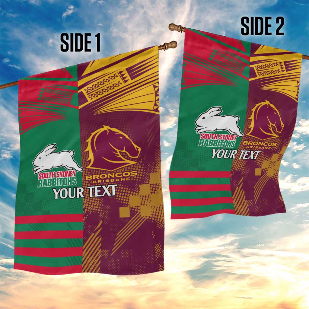 Custom NRL Rabbitohs and Broncos Garden Flag Sporty Style - Vibe Hoodie Shop