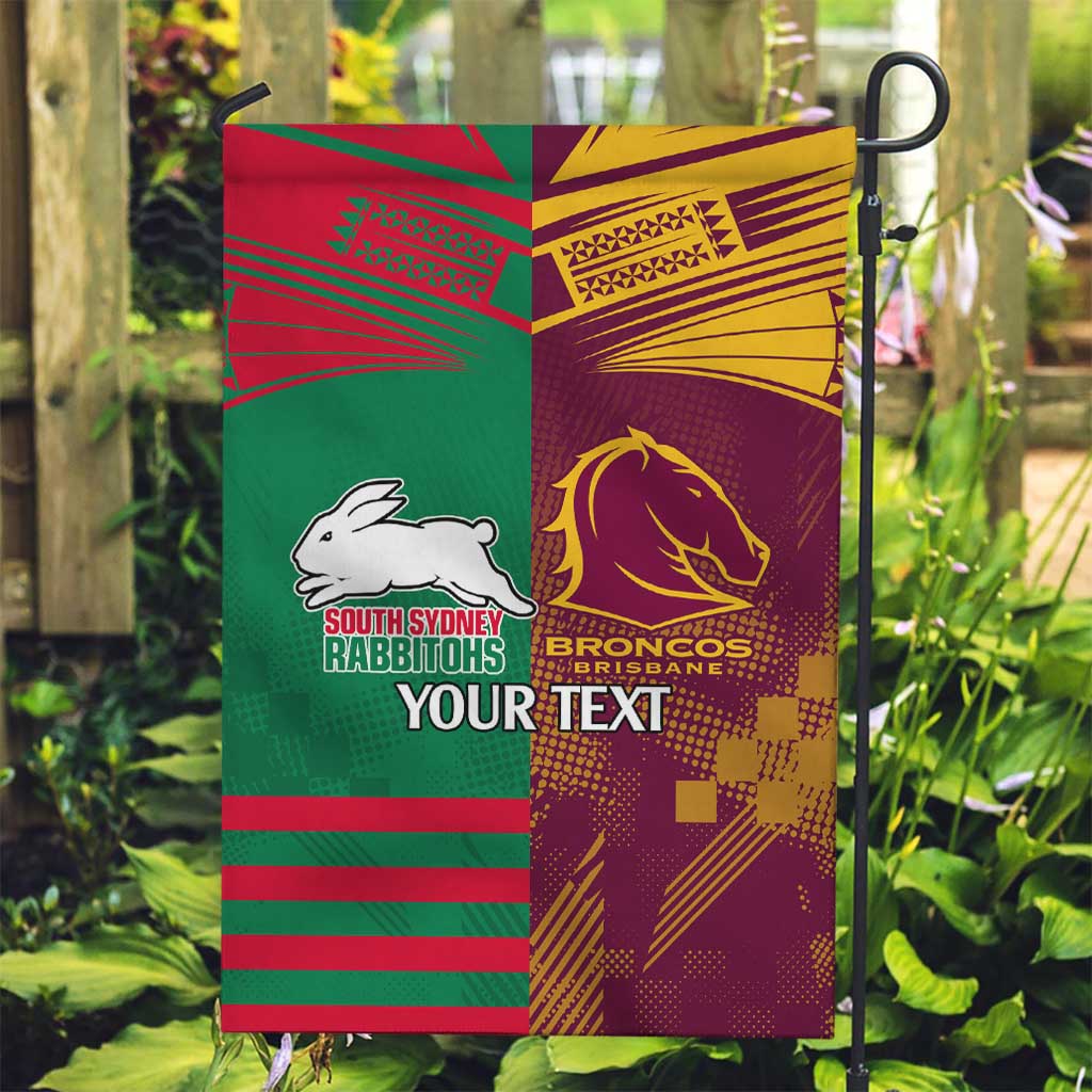 Custom NRL Rabbitohs and Broncos Garden Flag Sporty Style - Vibe Hoodie Shop