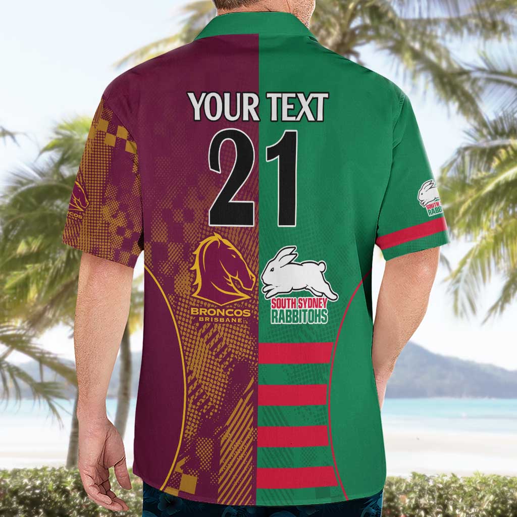 Custom NRL Rabbitohs and Broncos Hawaiian Shirt Sporty Style - Vibe Hoodie Shop