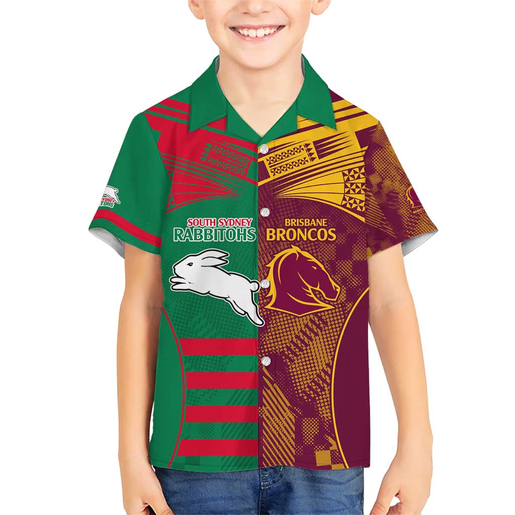 Custom NRL Rabbitohs and Broncos Hawaiian Shirt Sporty Style - Vibe Hoodie Shop