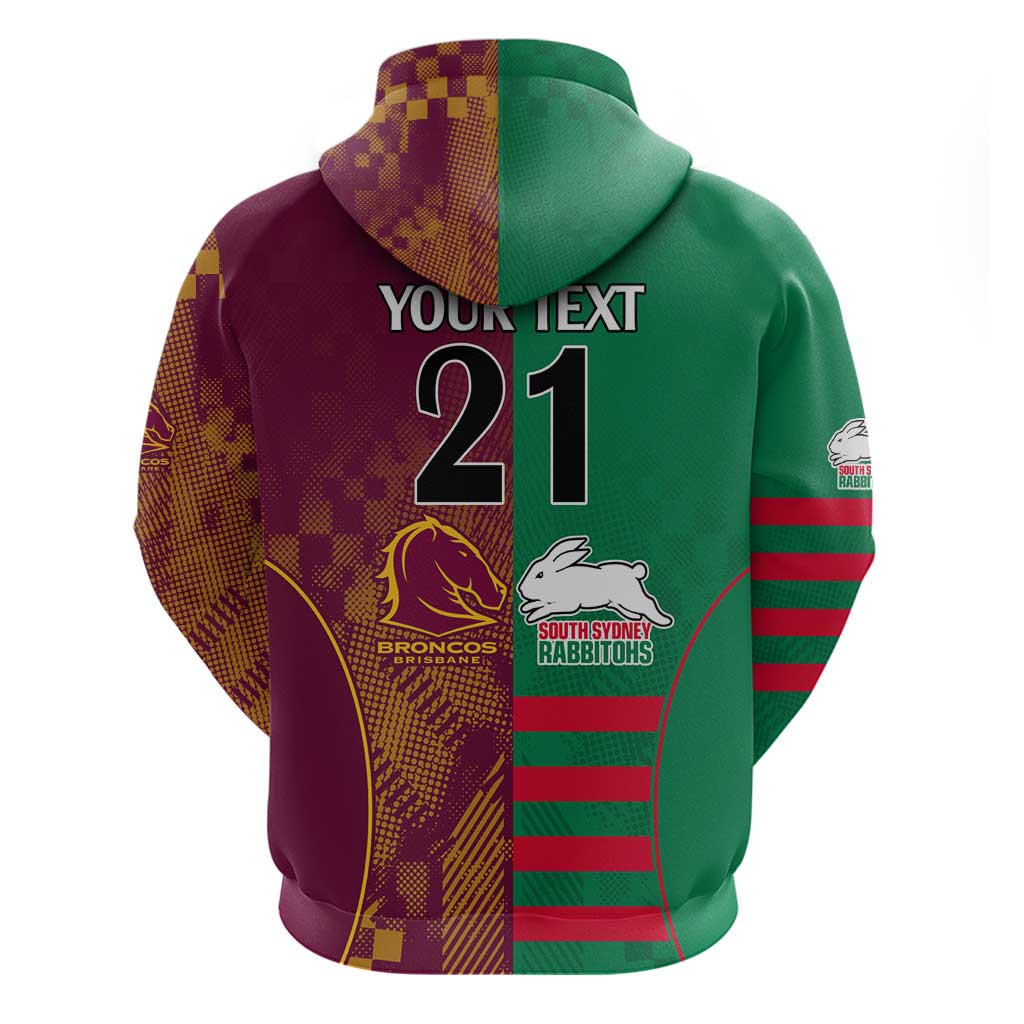 Custom NRL Rabbitohs and Broncos Hoodie Sporty Style LT9 - Vibe Hoodie Shop