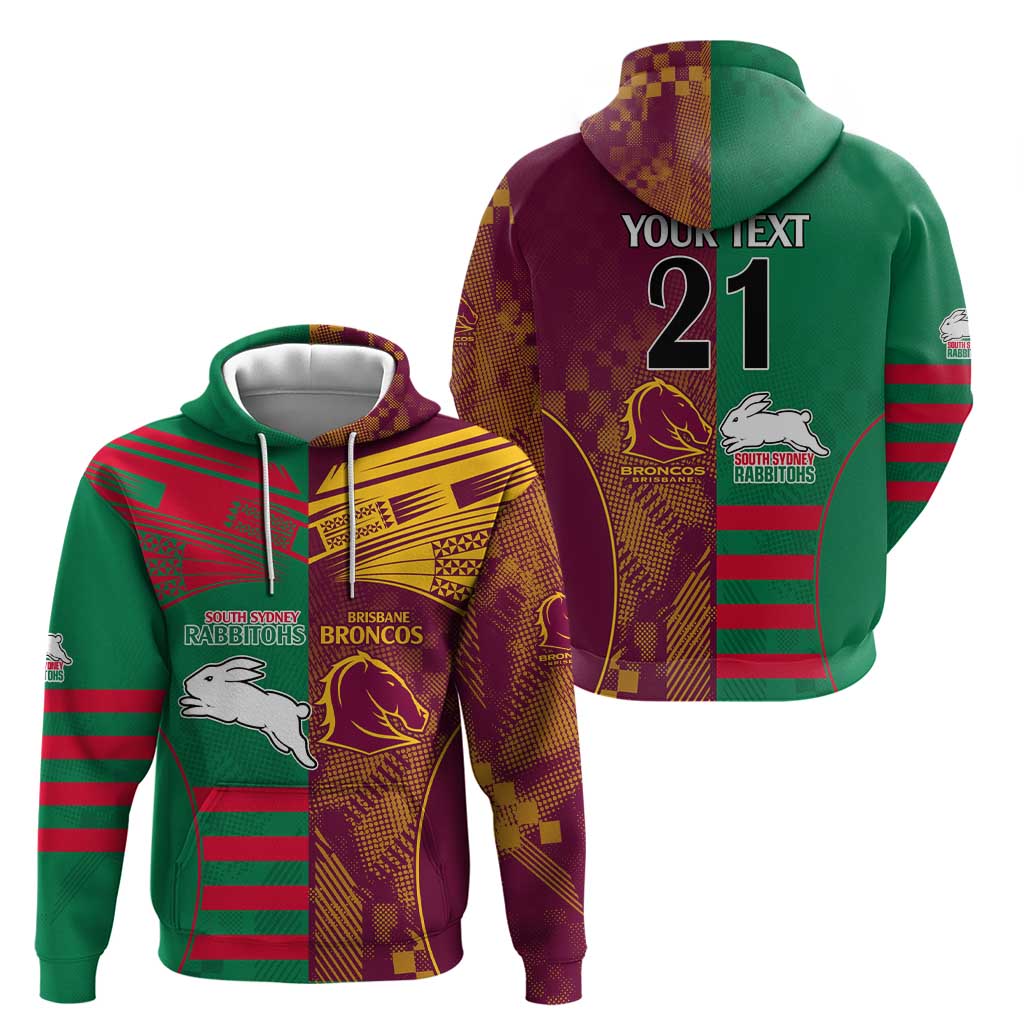 Custom NRL Rabbitohs and Broncos Hoodie Sporty Style LT9 - Vibe Hoodie Shop