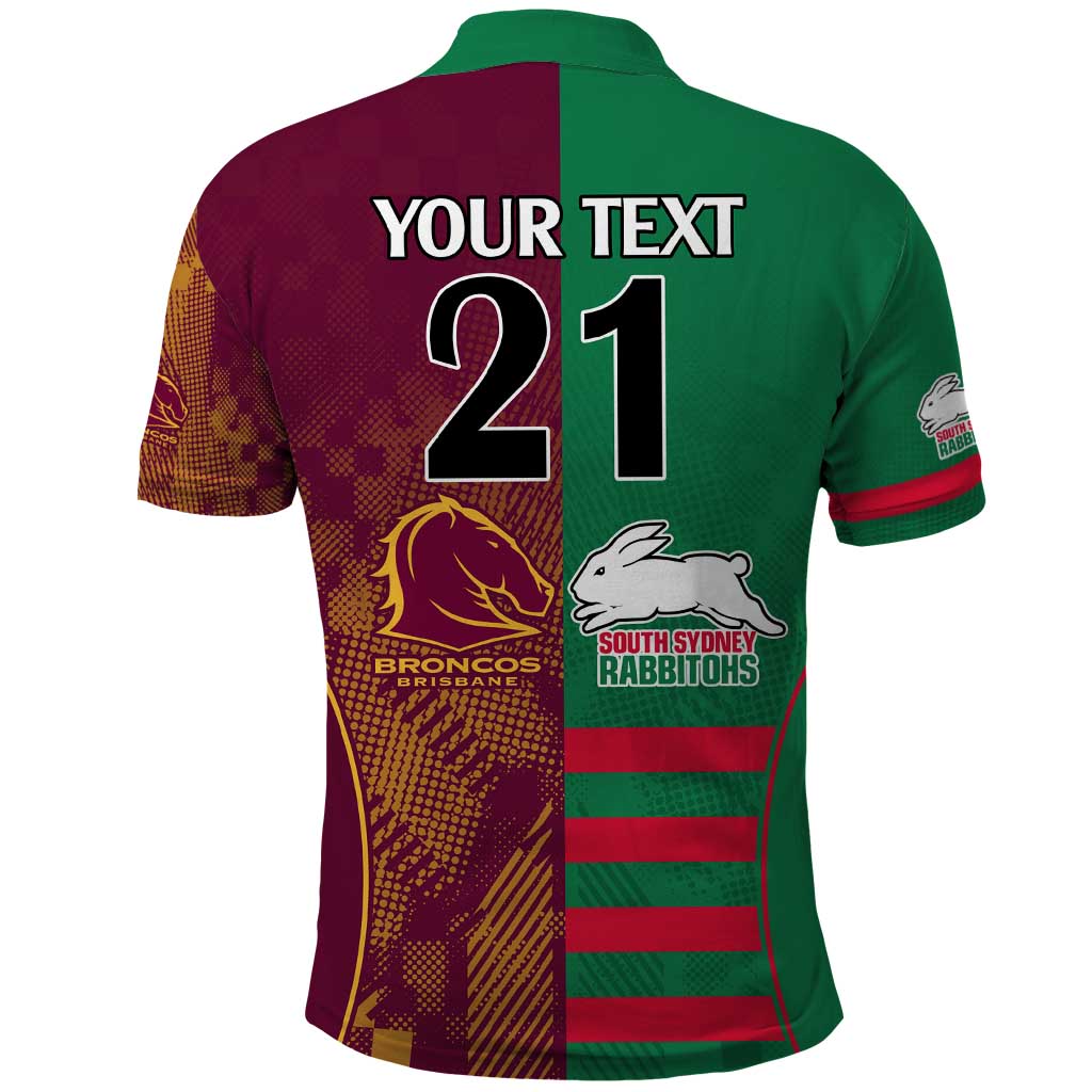 Custom NRL Rabbitohs and Broncos Polo Shirt Sporty Style LT9 - Vibe Hoodie Shop