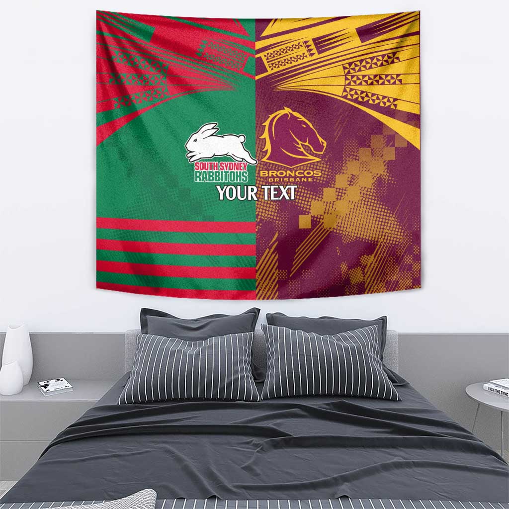 Custom NRL Rabbitohs and Broncos Tapestry Sporty Style - Vibe Hoodie Shop