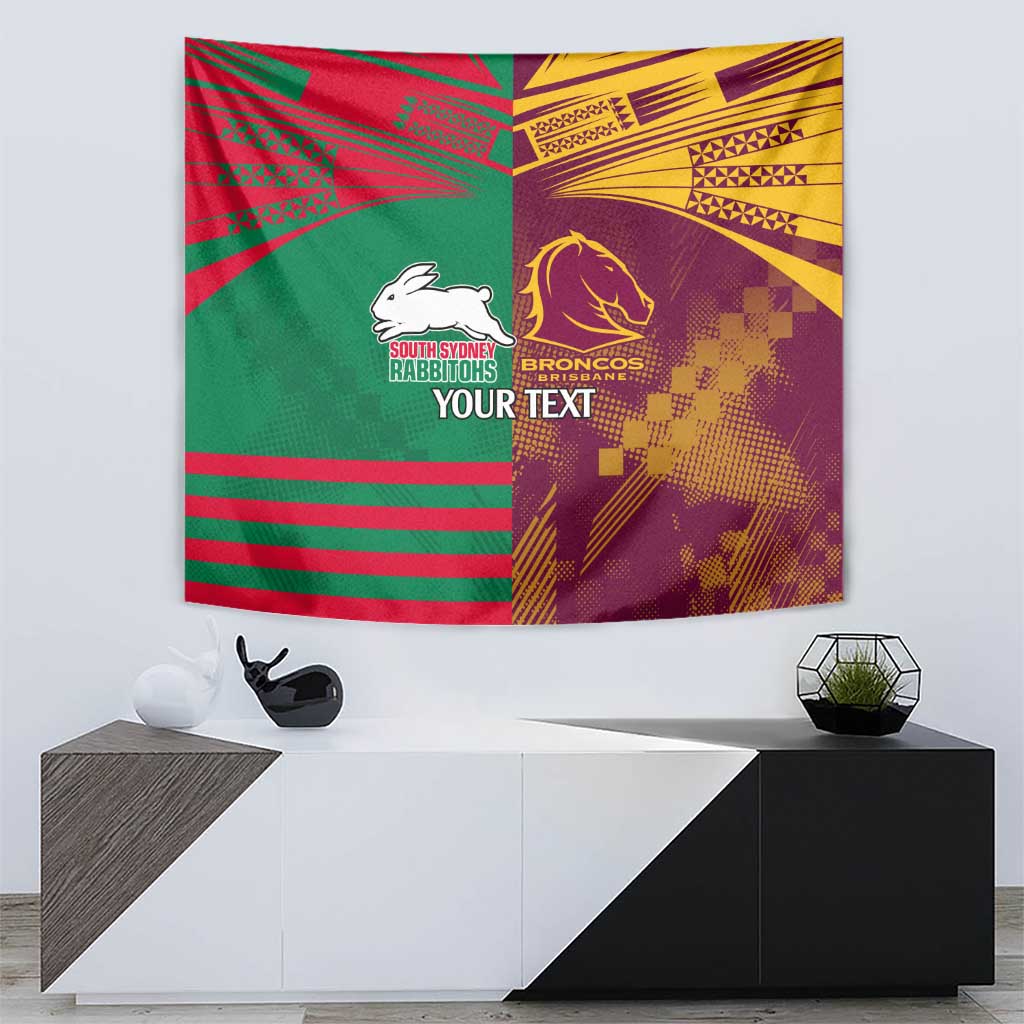 Custom NRL Rabbitohs and Broncos Tapestry Sporty Style - Vibe Hoodie Shop