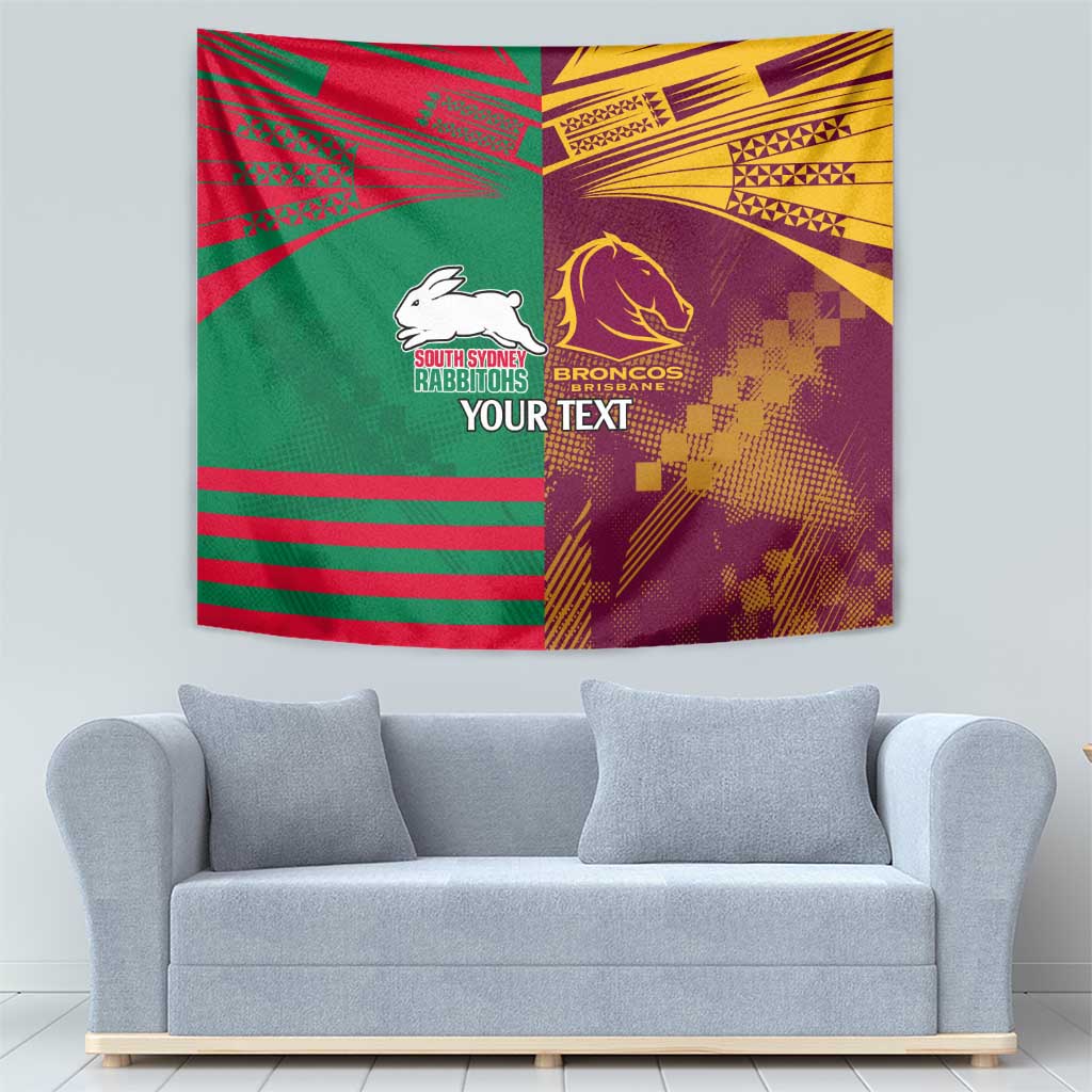 Custom NRL Rabbitohs and Broncos Tapestry Sporty Style - Vibe Hoodie Shop