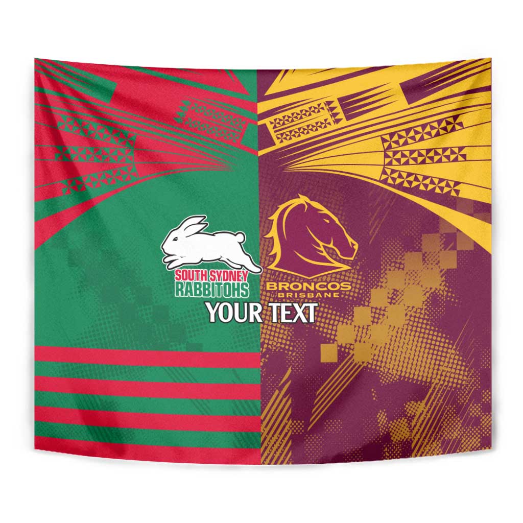 Custom NRL Rabbitohs and Broncos Tapestry Sporty Style - Vibe Hoodie Shop