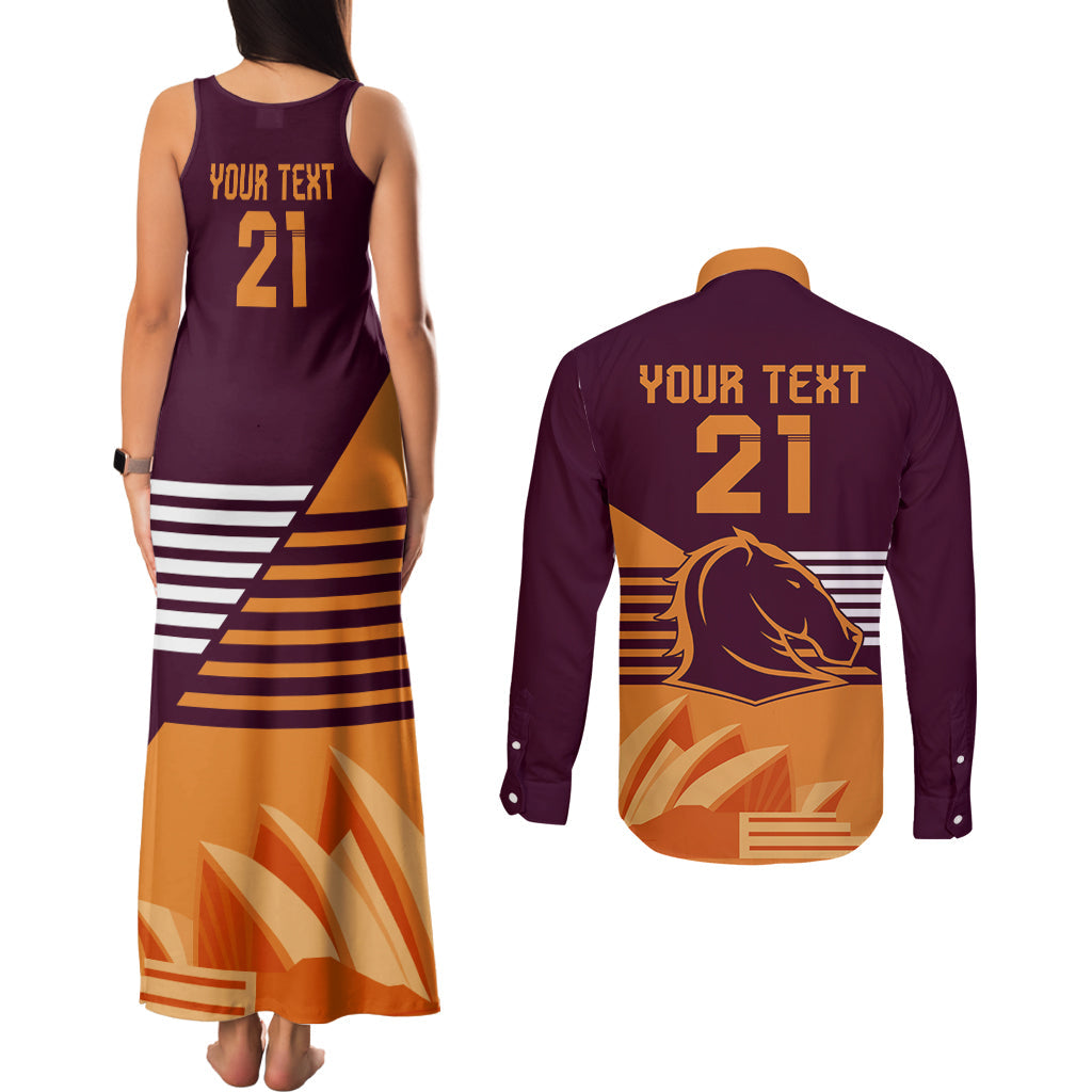 NRL Broncos Australia Day Custom Couples Matching Tank Maxi Dress and Long Sleeve Button Shirt Sydney Opera House Style