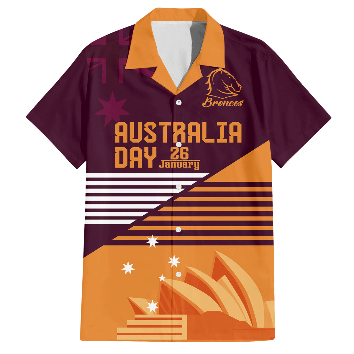 NRL Broncos Australia Day Custom Family Matching Long Sleeve Bodycon Dress and Hawaiian Shirt Sydney Opera House Style